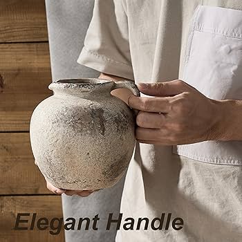 Amazon.co.jp: PORCER ハンドル付きアンティークテラコッタ花瓶